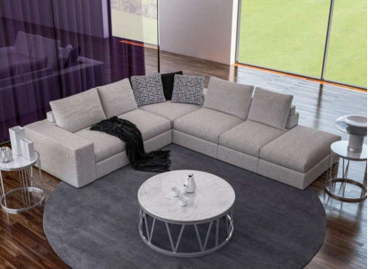 Weißes Ecksofa Polster Eckgarnitur Luxus L-Form Sofas Modern Design